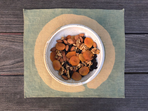 Indigo and Chestnut-dyed Table Linen, 13" x 12"